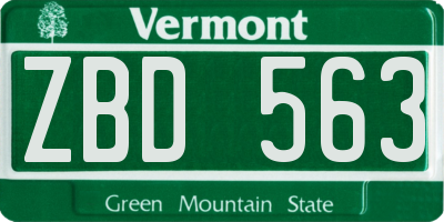 VT license plate ZBD563