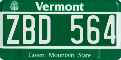 VT license plate ZBD564