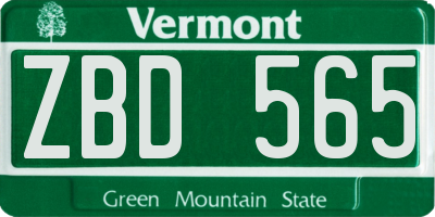 VT license plate ZBD565