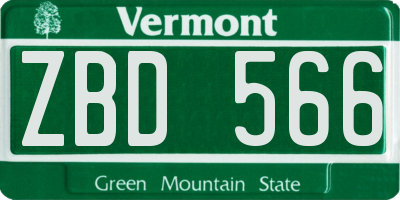 VT license plate ZBD566
