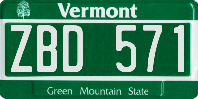 VT license plate ZBD571