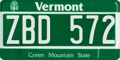 VT license plate ZBD572