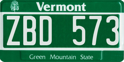 VT license plate ZBD573