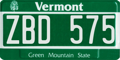 VT license plate ZBD575