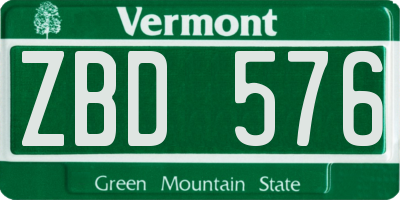 VT license plate ZBD576