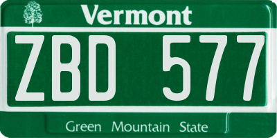 VT license plate ZBD577