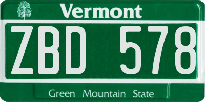 VT license plate ZBD578