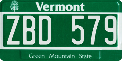 VT license plate ZBD579