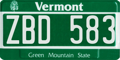VT license plate ZBD583