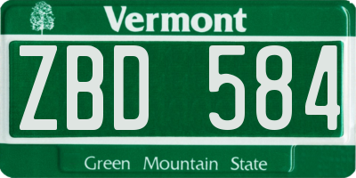 VT license plate ZBD584
