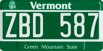 VT license plate ZBD587