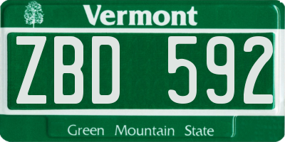 VT license plate ZBD592