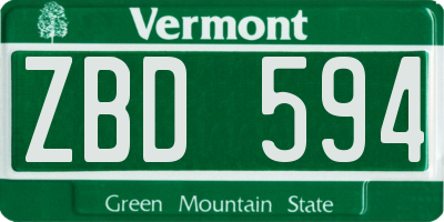 VT license plate ZBD594
