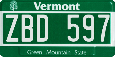 VT license plate ZBD597