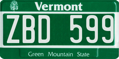 VT license plate ZBD599
