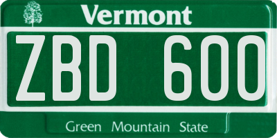 VT license plate ZBD600