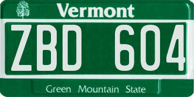 VT license plate ZBD604