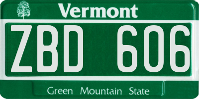 VT license plate ZBD606