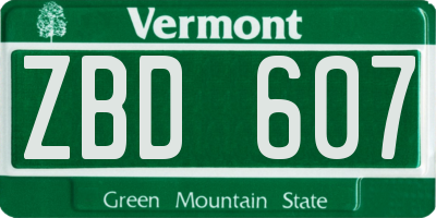 VT license plate ZBD607