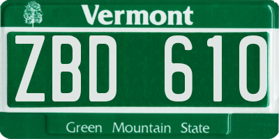 VT license plate ZBD610