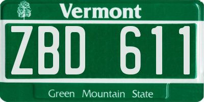 VT license plate ZBD611