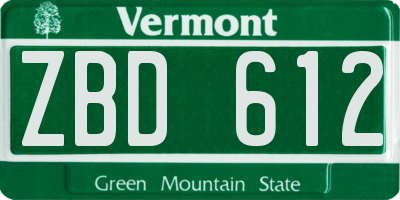 VT license plate ZBD612