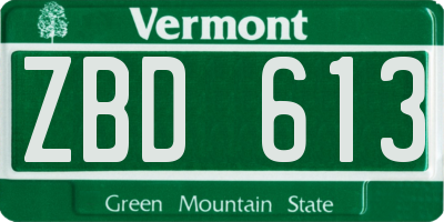 VT license plate ZBD613