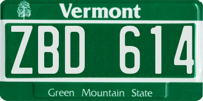 VT license plate ZBD614