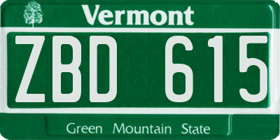 VT license plate ZBD615