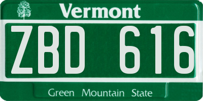 VT license plate ZBD616