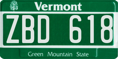 VT license plate ZBD618
