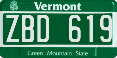 VT license plate ZBD619