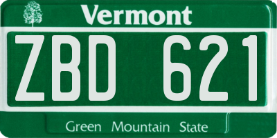 VT license plate ZBD621
