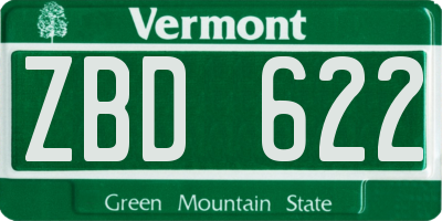 VT license plate ZBD622