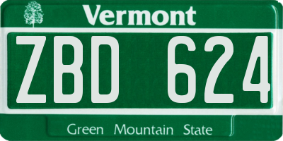 VT license plate ZBD624