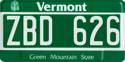 VT license plate ZBD626