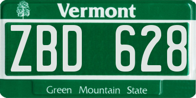 VT license plate ZBD628