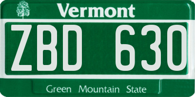 VT license plate ZBD630
