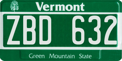VT license plate ZBD632