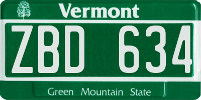 VT license plate ZBD634