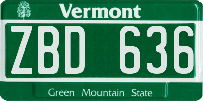 VT license plate ZBD636