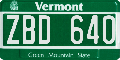 VT license plate ZBD640