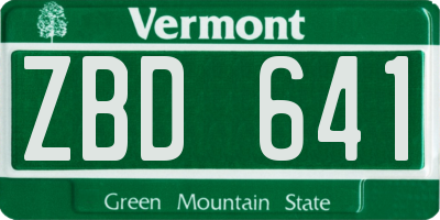VT license plate ZBD641