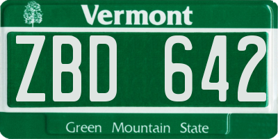 VT license plate ZBD642