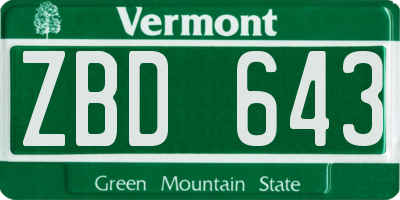 VT license plate ZBD643