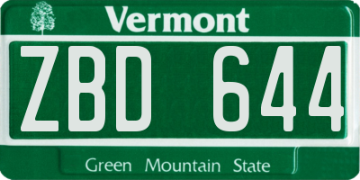 VT license plate ZBD644