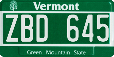 VT license plate ZBD645