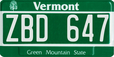 VT license plate ZBD647