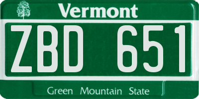 VT license plate ZBD651