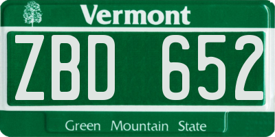 VT license plate ZBD652
